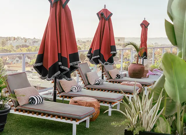 Lawn area is a space next to the pool.